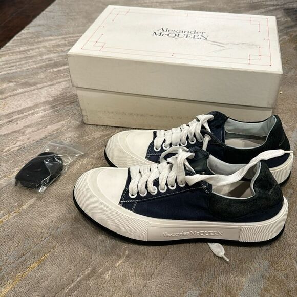 ALEXANDER McQUEEN men’s custom NAPPA JOEY NAVY TRAINER SNEAKERS SIZE 8.5 42.5